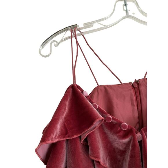 Self-Portrait Pink Velvet Blouse with black lace and bows around cuffs. - Picture 6 of 13